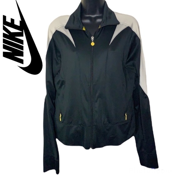 NIKE Athletic Black/White Full Zip Up Women’s Jacket Size L (12-14) - Picture 1 of 16